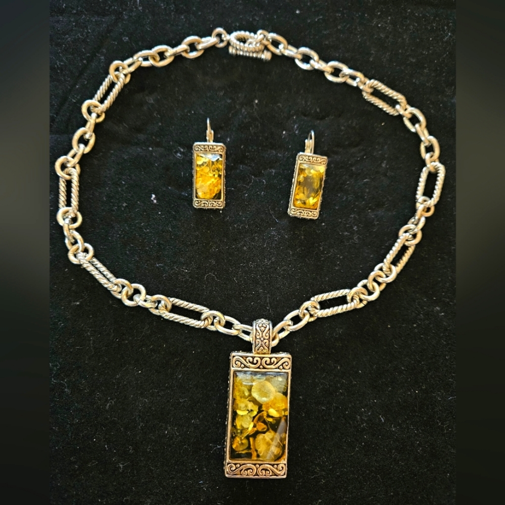 Rhinestone Necklace Set - Green